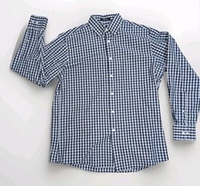 Men's Chaps Blue Plaid Check Dress Shirt Classic Fit Size 15 1/2, 32/33