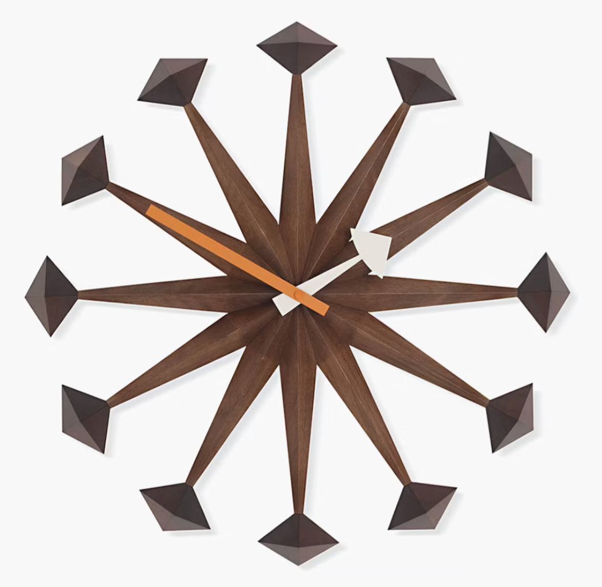 Vitra Nelson Polygon MidCentury Walnut Wall Clock DWR Herman