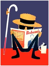 Wall Decor Poster.Fine Graphic Art Design.Fake Blind Man Reading.Room art.132