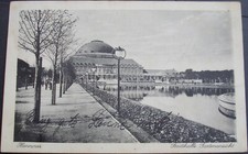 Postcard 1932: Hanover Stadthalle Stadthallengarten stamp Wilhelm Busch exhibition