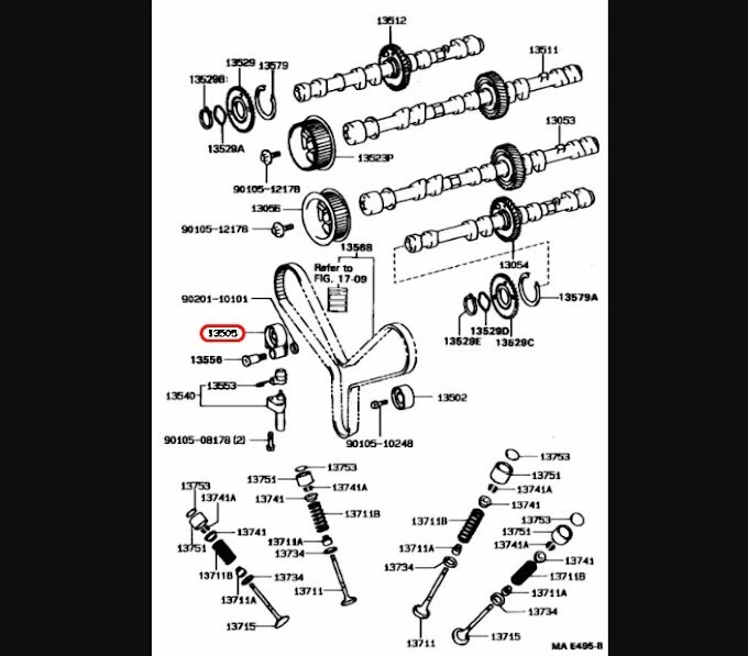 Polea tensora de árbol de levas genuina Toyota Lexus 13505-50030 OEM Foto 3 de 4