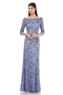JS Collections $328.00 Boat Nick 3/4 Sleeve Floral Dress, Size 6 Periwinkle Nude