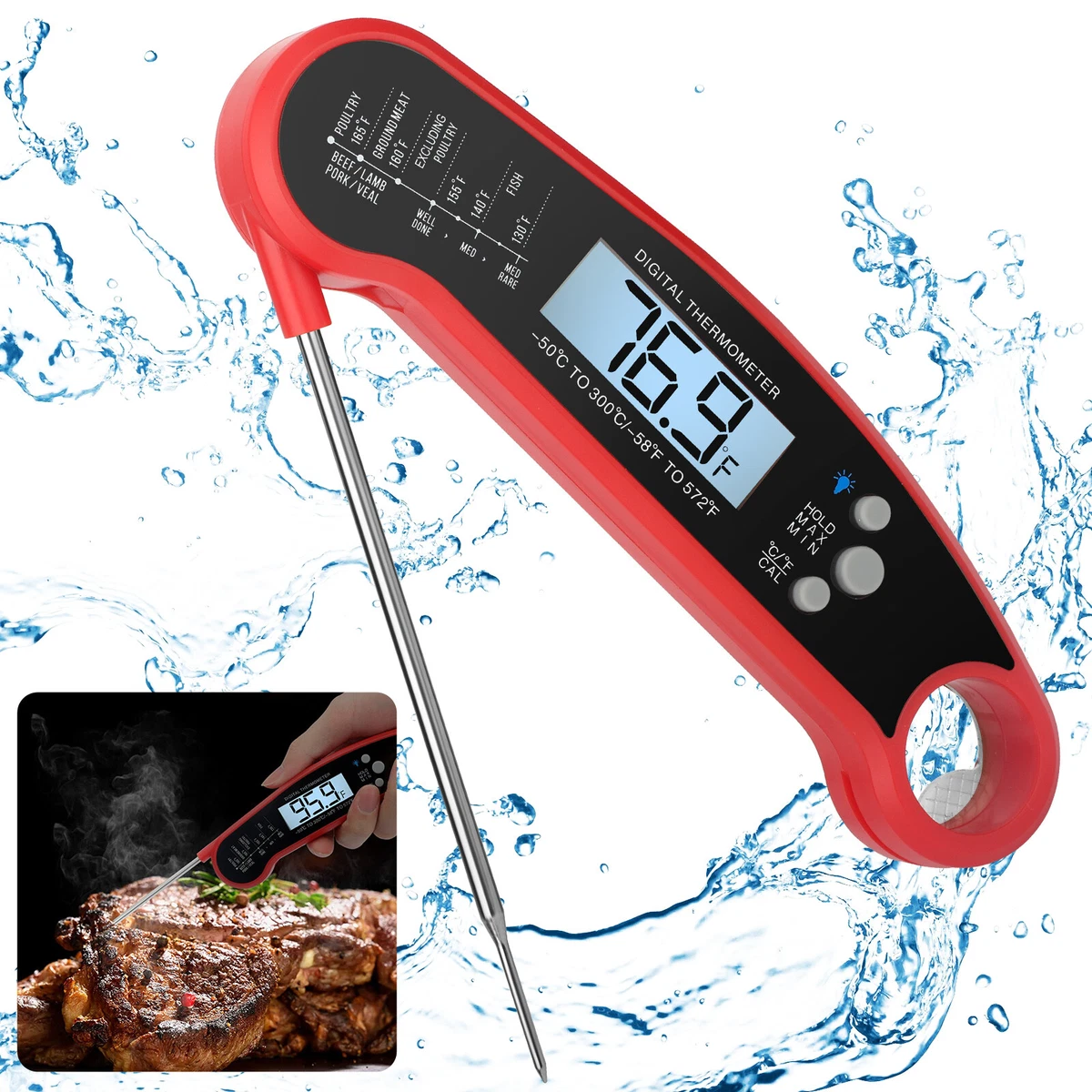 BBQ Kitchen Oil Thermometer Digital Food Thermometer Instant Read Meat Milk Temperature  Probe Oven Thermometer Cooking