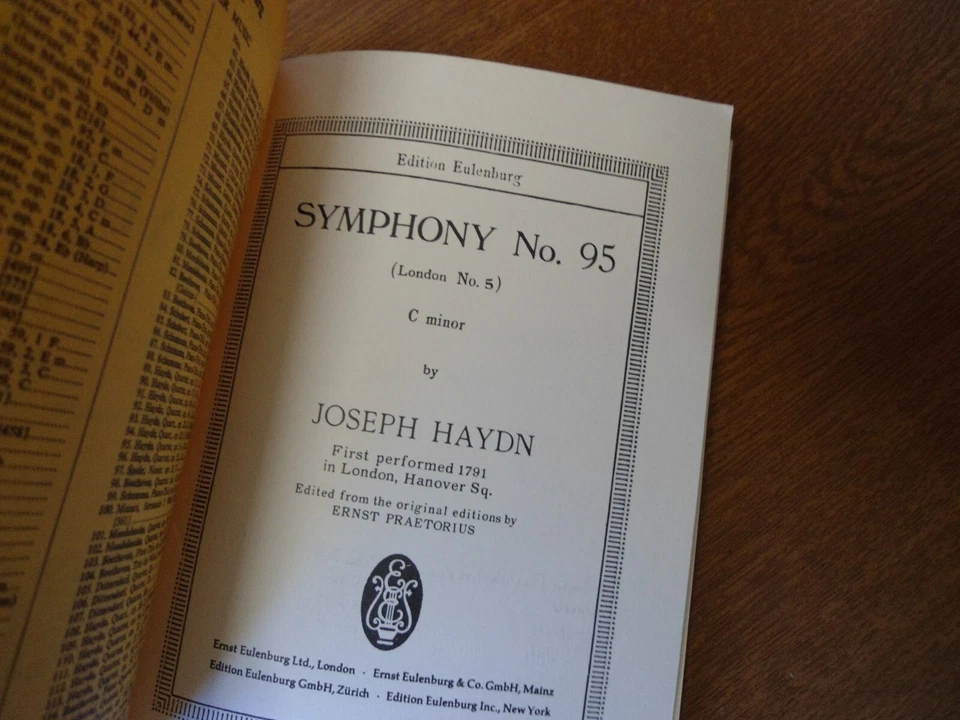 No.480 HAYDN  Symphony No.95 in C minor - Edition EULENBURG Orchestra Score - Image 3 of 4