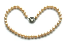 Single Strand Faux Pearl Choker with Art Deco Style Rhinestone Clasp - classic