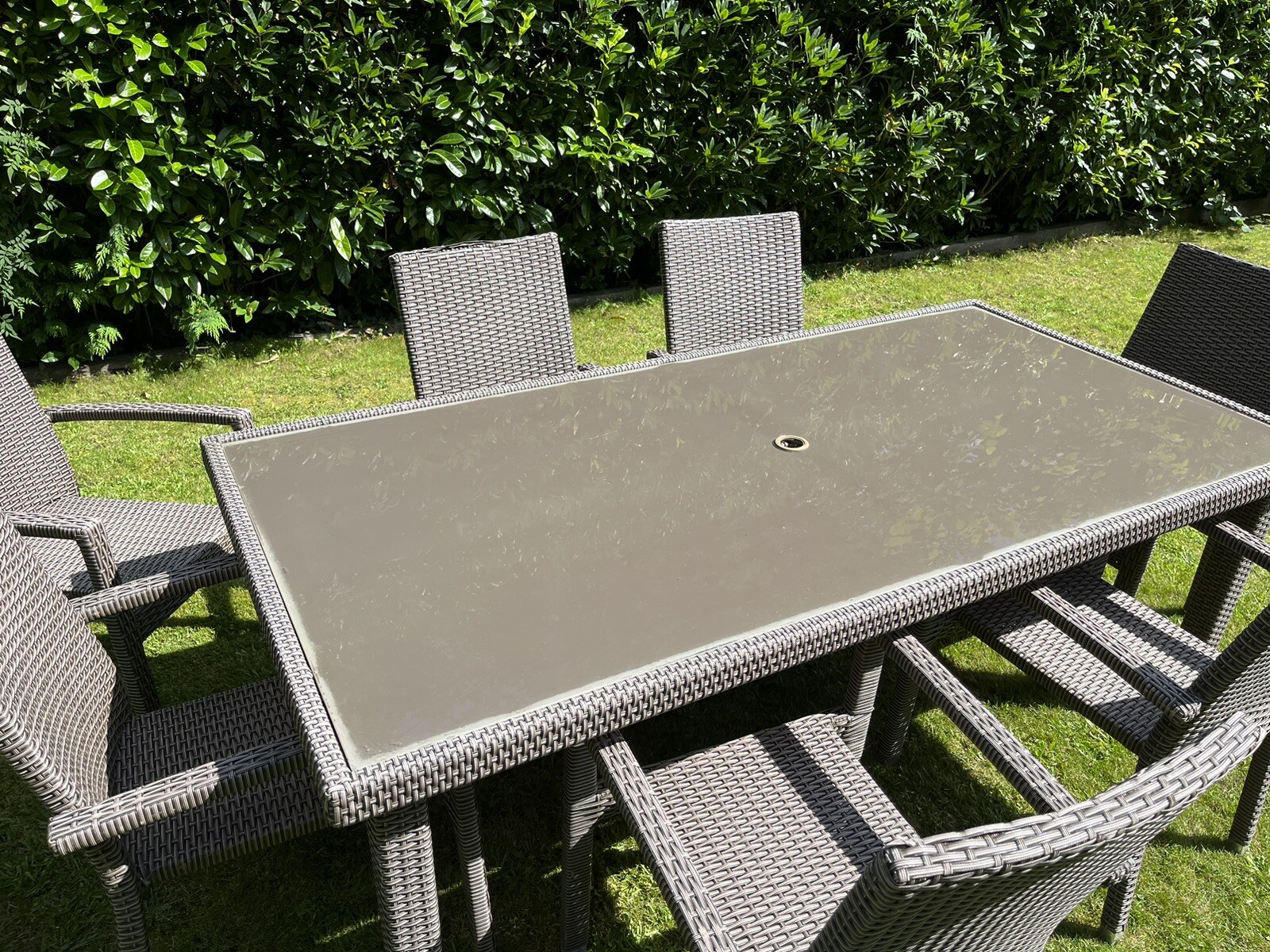 Rattan garden dining table and chairs used eBay