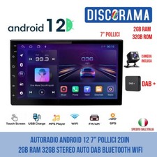 Autoradio Android 12 7" Pollici 2din 2gb Ram 32gb Stereo Auto DAB Bluetooth WIFI - Miniatura 1