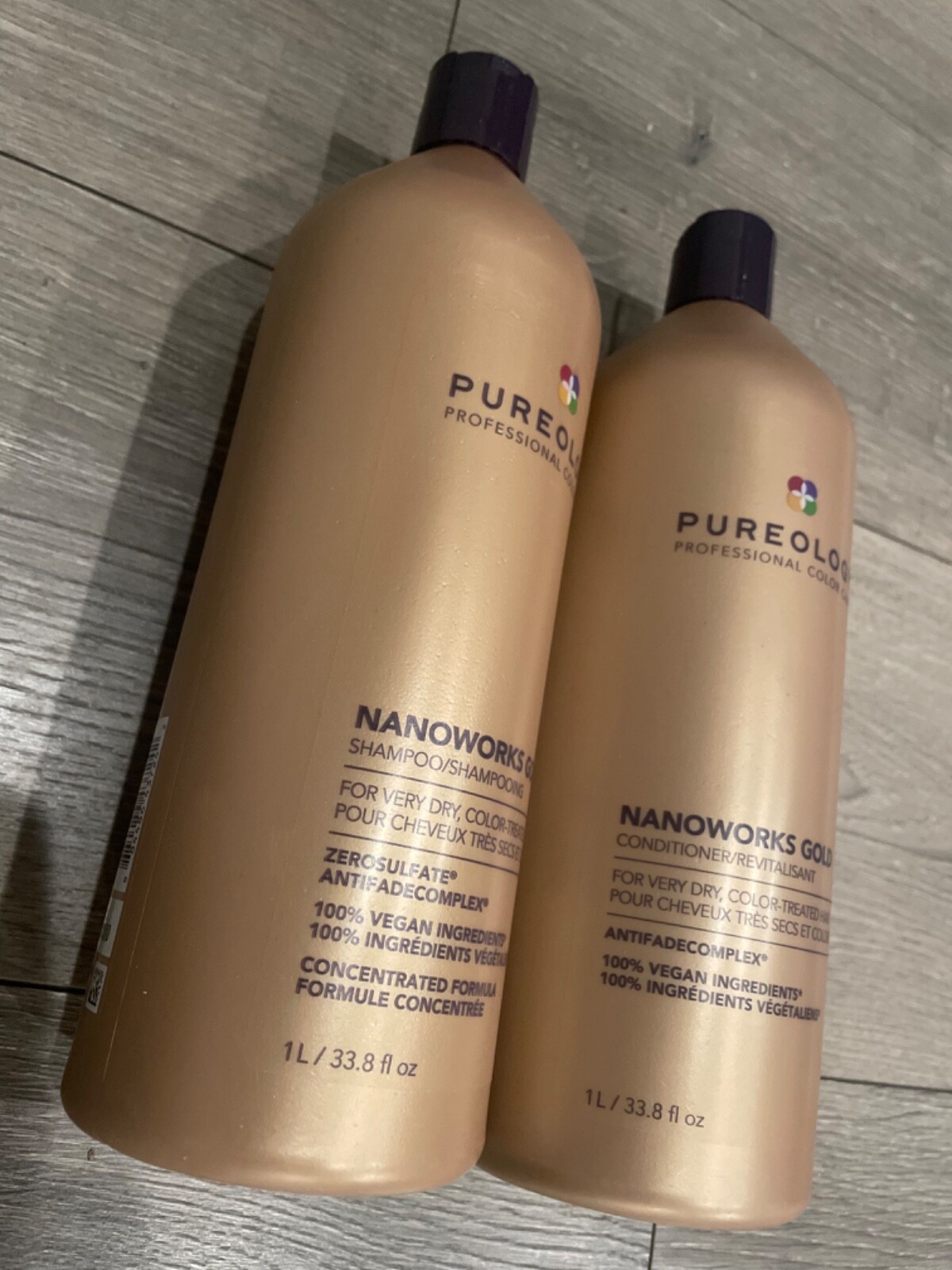 NEW! Pureology Nano Works Gold Shampoo and Conditioner Liter Set 33.8 OZ each eBay