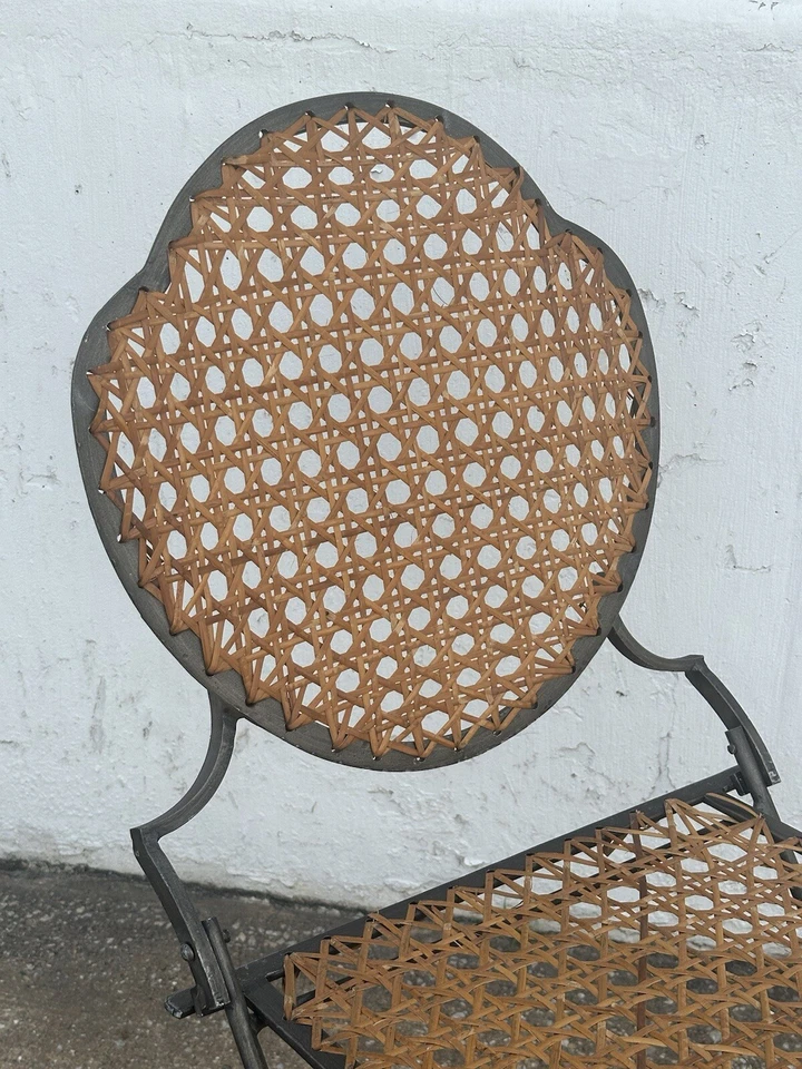 Antiguo Lote de 9 Silla Campaña Patio Plegable Bastón Hierro Forjado Francés Siglo XIX Foto 3 de 4