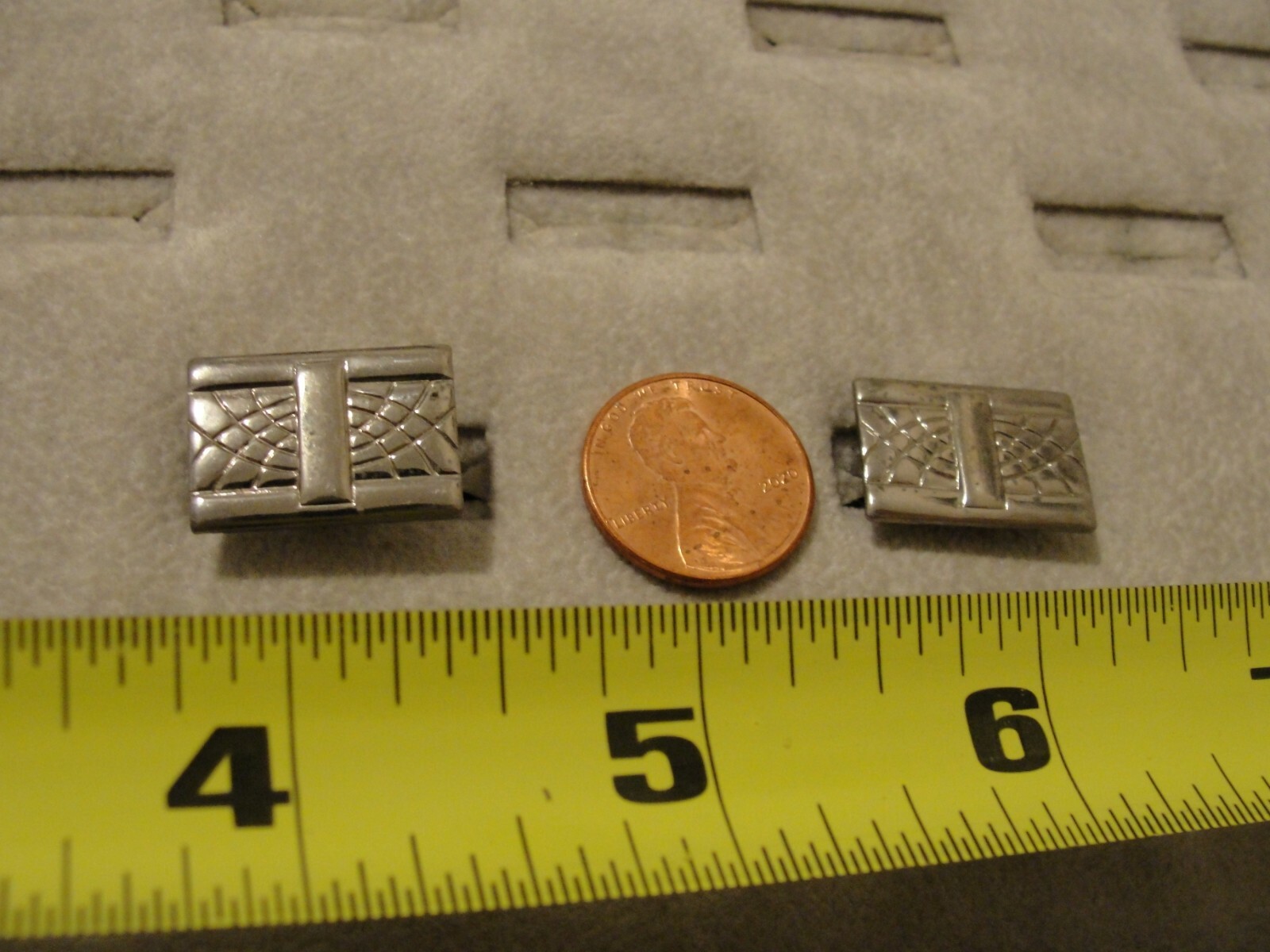 vintage silvertone rectangular cufflinks .75" x .… - image 3