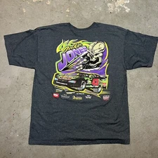 Vintage 2000s Jake Jones Dirt Racing Shirt XL Skull Flames Car Double Sided #43