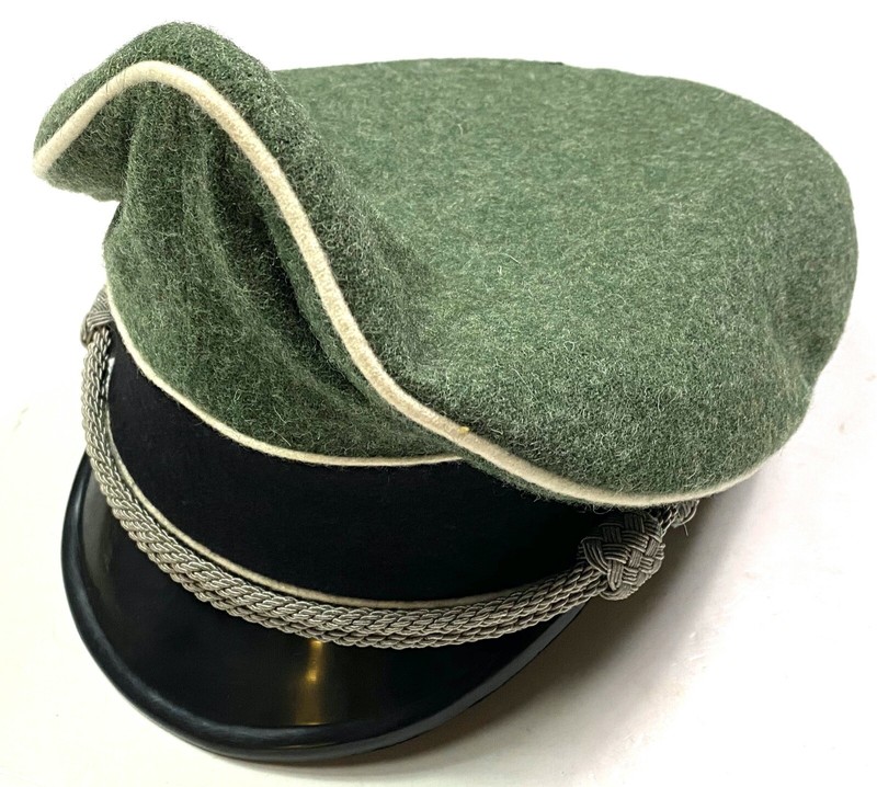 WWII GERMAN WAFFEN OFFICER M1938 PEAK "CRUSHER" CAP-2XLARGE