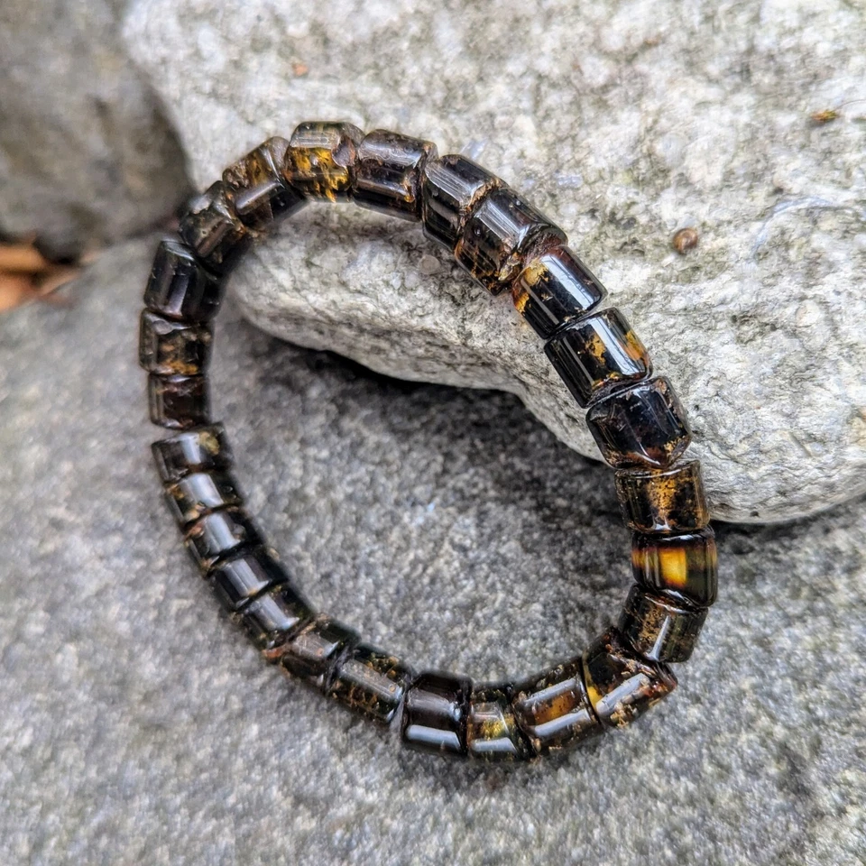 Браслет из натурального черного янтаря с большими бусинами бочонок ювелирные изделия для мужчин и женщин - Изображение 4 из 4