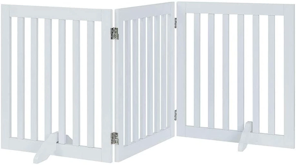 Unipaws Free Standing Walk over Dog Gate Extra Wide Safety Wood
