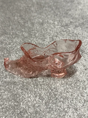 Vintage Fenton Hobnail Glass Pink Amberina Cadmium Cat Head Slipper Shoe