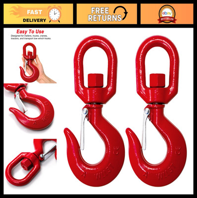 2 Pack Heavy Duty 3 Ton Swivel Lifting Hooks, Rotating Rigging Hooks with Safety
