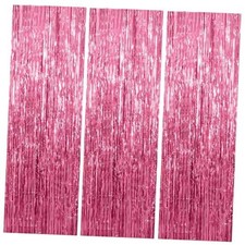 3 Pack Backdrop Birthday Party Decorations Tinsel Foil Fringe Curtains Pink