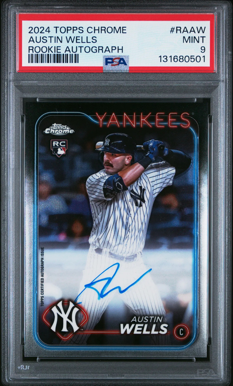 2024 Topps Chrome Rookie Autographs Austin Wells Rookie #RAAW PSA 9 MINT Yankees