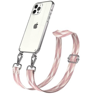 Handykette für Apple iPhone 12 Pro Max TPU Hülle Stoßfest mit Band & Tragegurt