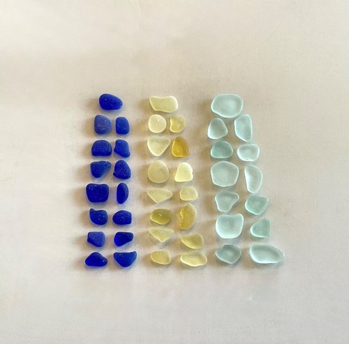 Genuine Beach Sea Glass Cornflower/Cobalt Yellow Sky Blue Surf-tumbled Mendocino