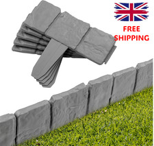 5-20 Pack Lawn Edging Cobbled Stone effect Plastic Garden Edging Hammer in Grey