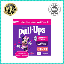Pull-Ups Girls' Potty Training Pants with Learning Layer, 6T-7T, 58 Count