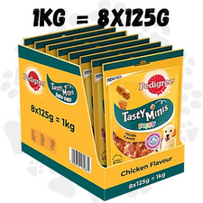 Pedigree Tasty Minis Puppy Treats Chicken Chewy Cubes 1kg | 8x125g