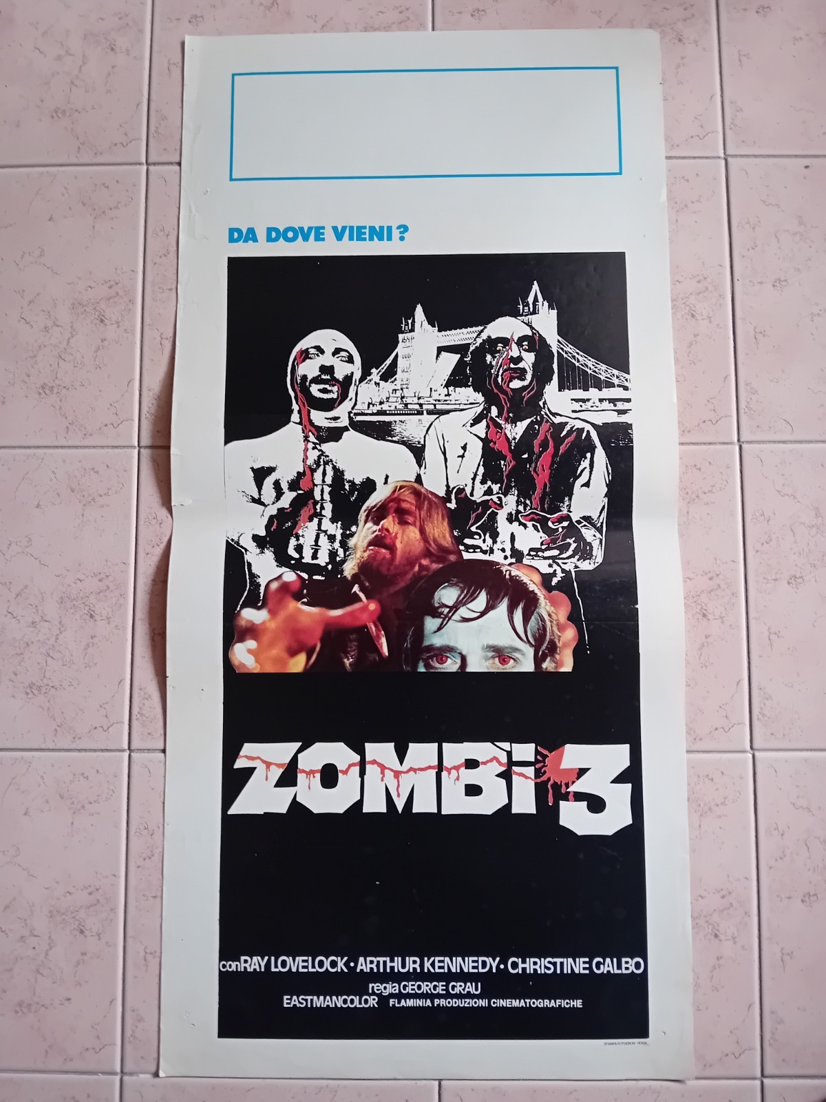 Locandina originale film Zombi 3 (1988) - Regia di Bruno Mattei, Claudio Fragasso, Lucio Fulci
