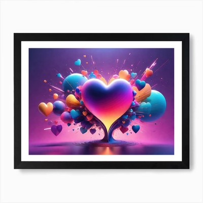 Buntes Herz Kreativ 44 Kunstdruck Gerahmtes Wandbild Poster Leinwanddruck Bild