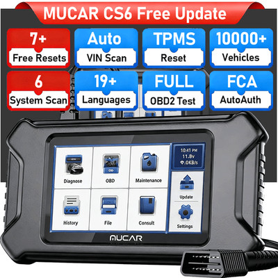 MUCAR CS6 Scanner ABS SRS SAS EPB TPMS System Diagnostic Scan Tool 7+Resets FREE
