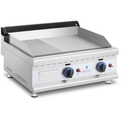 Gasgrill 2 x 3100 W Profi Gasbräter glatt geriffelt 60 x 40 cm Propan Butan