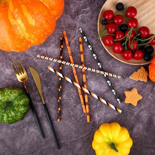 Pattern Disposable Party Favors Paper Straws Home Supplies Halloween Straws - Picture 7 of 19