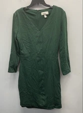 Belle Badgley Mischka Women's Green V-Neck Long Sleeve Sheath Dress Size 8 COA