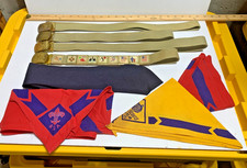 Assortment of Vintage Boy Scout Belts, Skill Awards,  Neckerchiefs