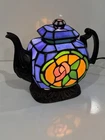 Tiffany Style Teapot Lamp Stained Glass Cheyenne Tea Kettle Accent Light Vtg