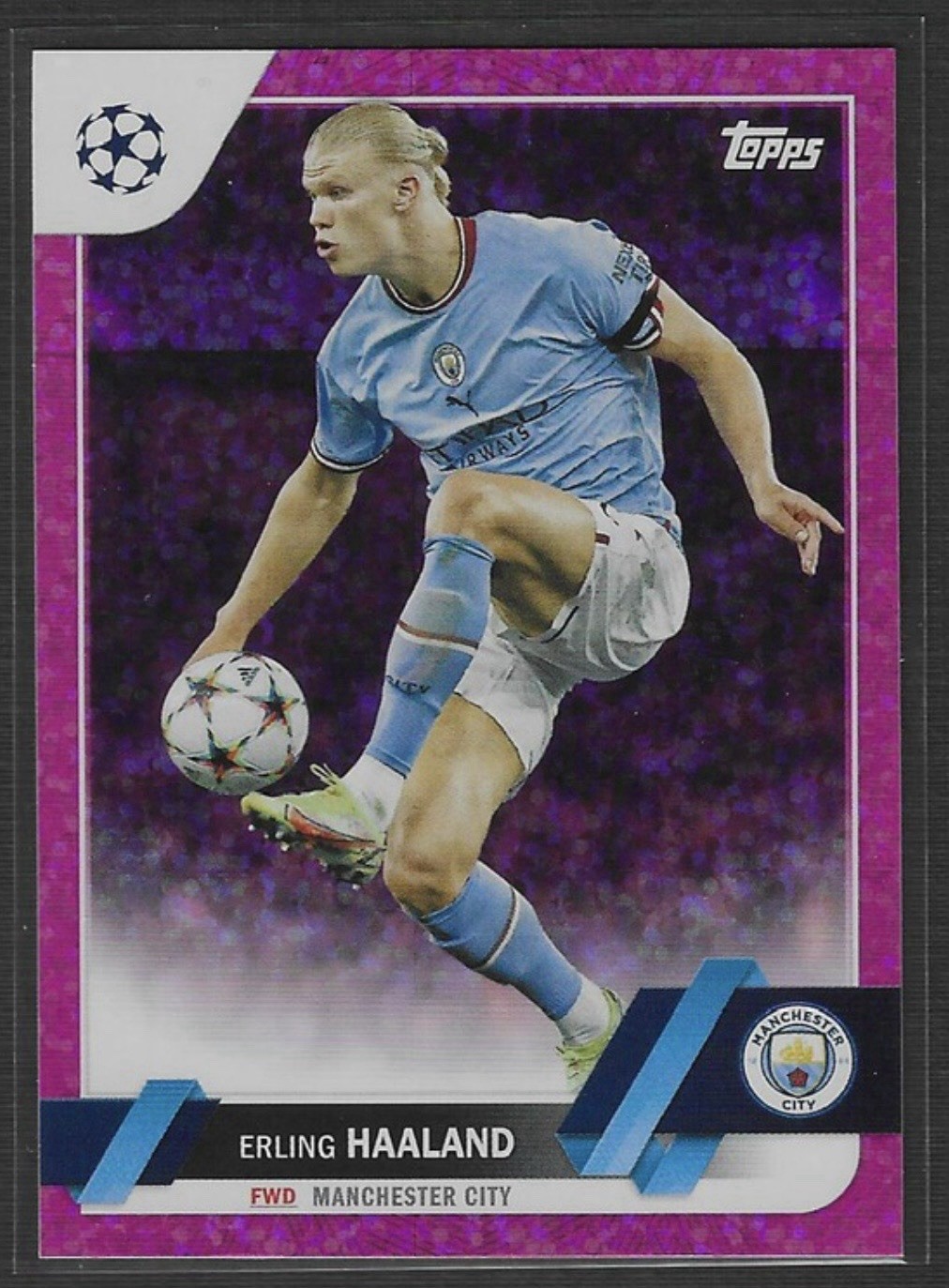 2022-23 Topps UEFA Club Competitions Erling Haaland Man City #99 Pink Sparkle
