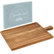 Charcuterie Board - Acacia Wood Cutting Board for Kitchen with Handle, Cheese...
