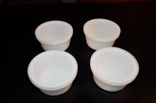Custard Milk Glass Cups with Lids