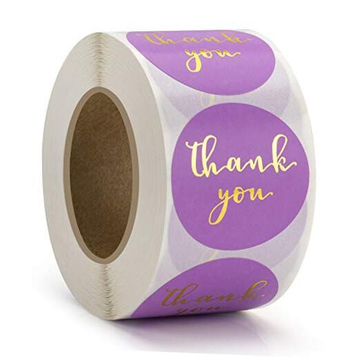 1.5'' Thank You Stickers, Adhesive Gold Font Thank You Stickers Labels, Round