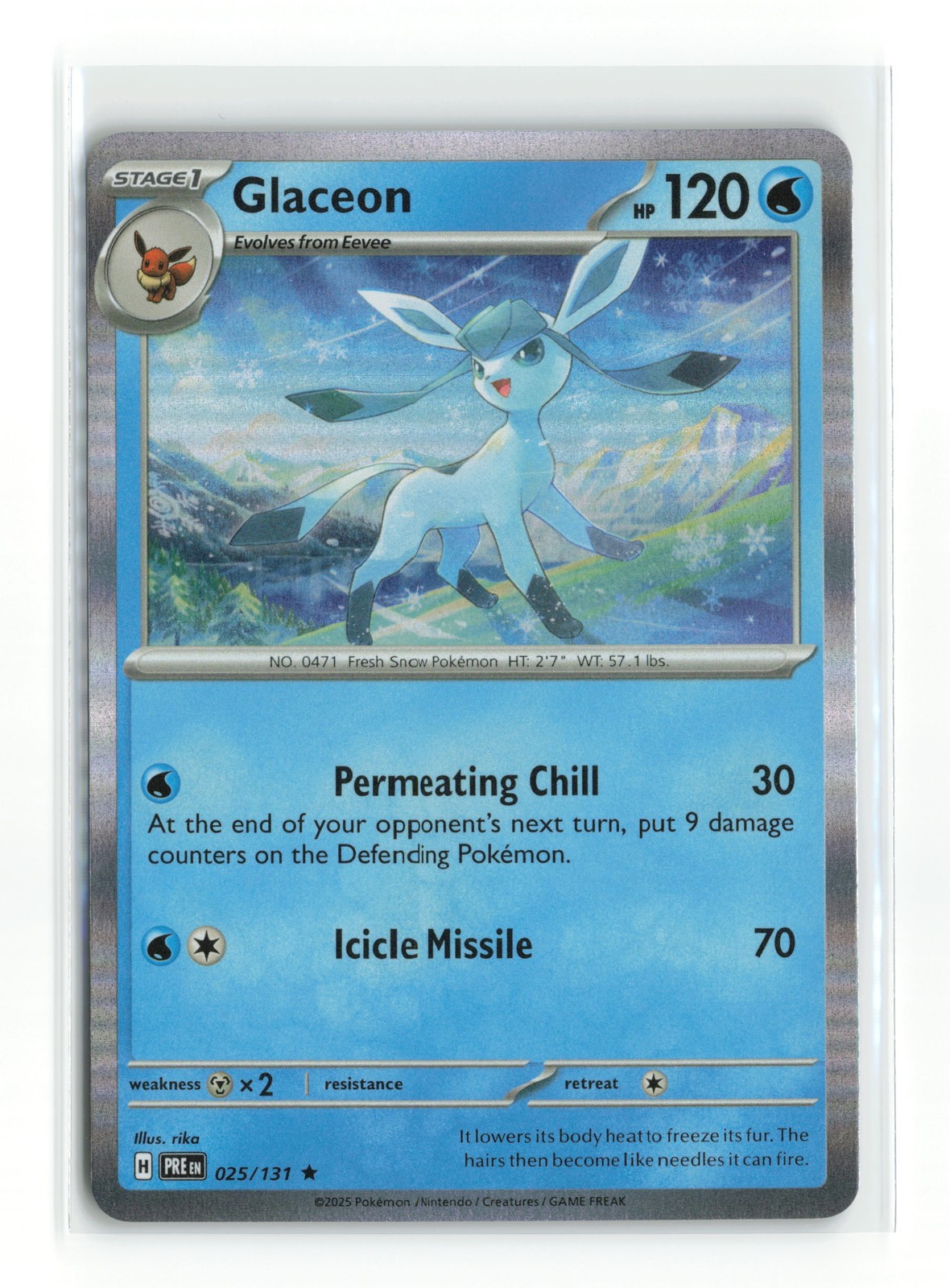 GLACEON 025/131 PRISMATIC EVOLUTIONS HOLO RARE POKEMON TCG NM-LP