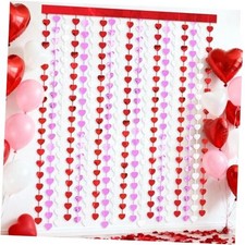 Valentines Party Decorations - 2 Packs Red Pink White Heart Pink Red White