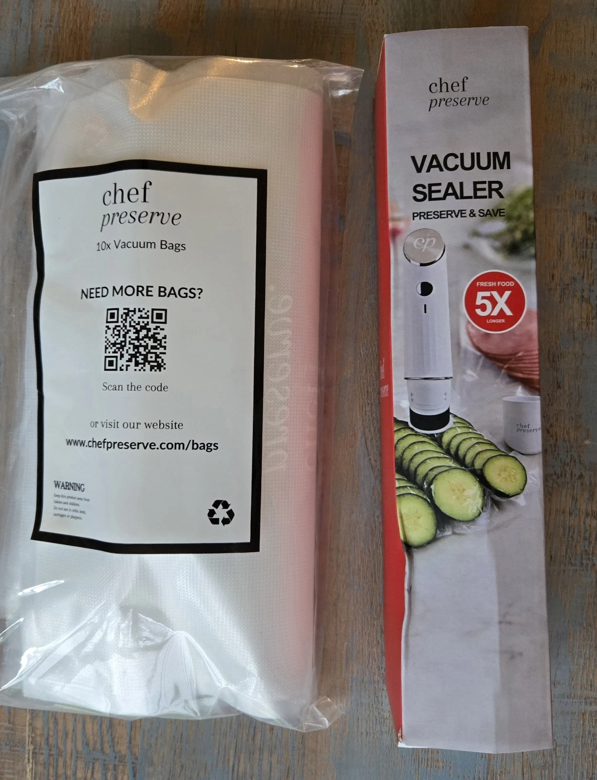 Chef Preserve Vacuum Sealer for Food + 10 Reusable Vacuum Bags New Sealed