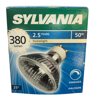 SYLVANIA HI SPOT 63 50W HALOGEN GU10 FLOOD 25° WARM WHITE DIMMBAR LONGLIFE 2500h