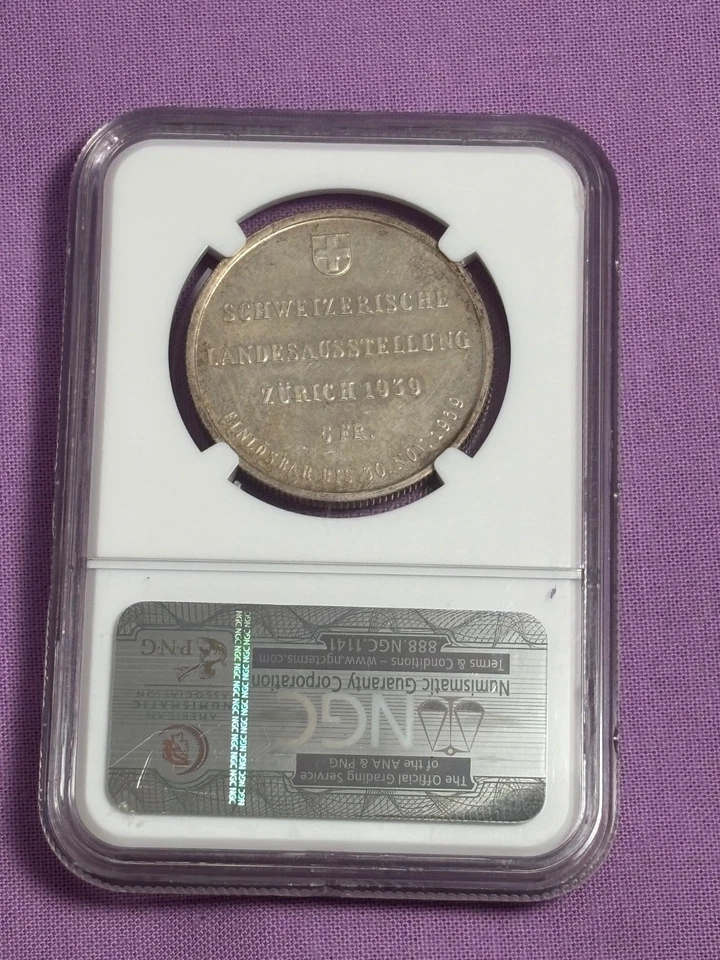 1939 Switzerland 5F Zurich Exposition MD65 NGC Coin - Image 2 of 4