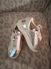 Damen Dolce Vita Silber Plateau Leder Sneaker Größe 7