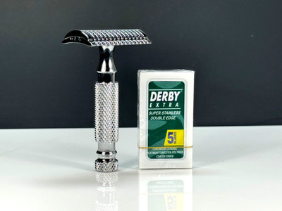 iKon Razors TUCKAWAY CNC Stainles Steel Safety Razor Short Handle Open comb Head