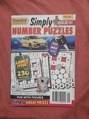 #1 2025 Puzzler Simply NUMBER PUZZLES Magazine,Fun With Figures,230+ Puzzles