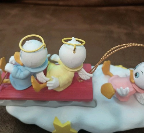Vintage Disney Grolier Huey Dewey Louie Christmas Ornament Sledding 1990 Flaw - Picture 10 of 11