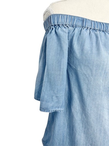 JEANSWEST Women's Denim Off the Shoulder Elasticated Half Sleeve Top Size 12 - Picture 6 of 8