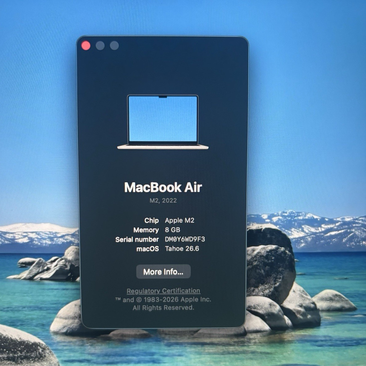 Apple MacBook Air 13" (2022) M2 8GB RAM 256GB SSD Silver Laptop